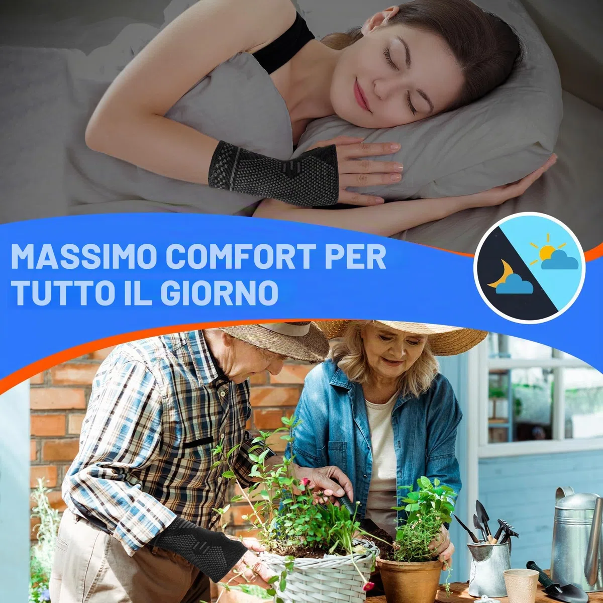 Lexniush Tutore Polso, 2 Pezzi Fascia da Polso per Tunnel Carpale, Traspirante Polsiera Ortopedica per Tendinite, Artrite, Slogature, Distorsione, Elastica di Supporto per Sport, M