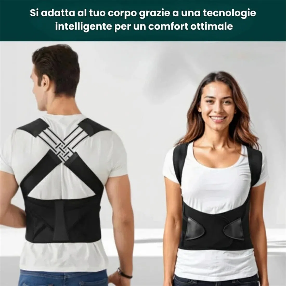 Correttore Postura Uomo Donna – Supporto Schiena Regolabile per Spalle Curve e Dolore Cervicale, Leggero e Invisibile – Ideale per Ufficio, Guida, Casa – Per Adulti e Lavoratori Sedentari