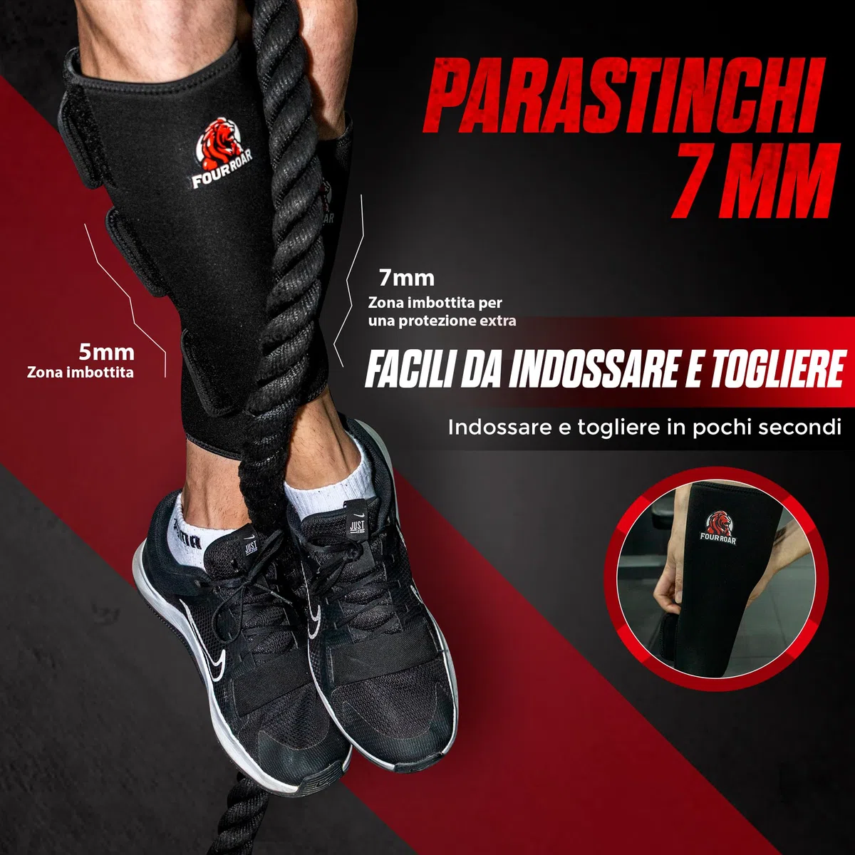 Parastinchi CrossFit in Neoprene da 7 mm | Paratibie Traspiranti Facili da Indossare e Togliere | Protezioni per Stinchi per Stacchi da Terra, Powerlifting