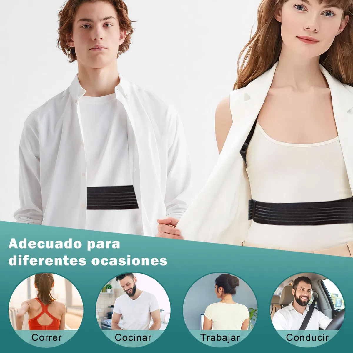 Fascia Correttore Postura Spalle Schiena: Supporto Lombare Uomo Donna - Busto Posturale Dritta Cintura Tutore Elastica - Cervicale Dritte Sostegno Ortopedico Raddrizza Spalla Fasce Collo Posture (M)