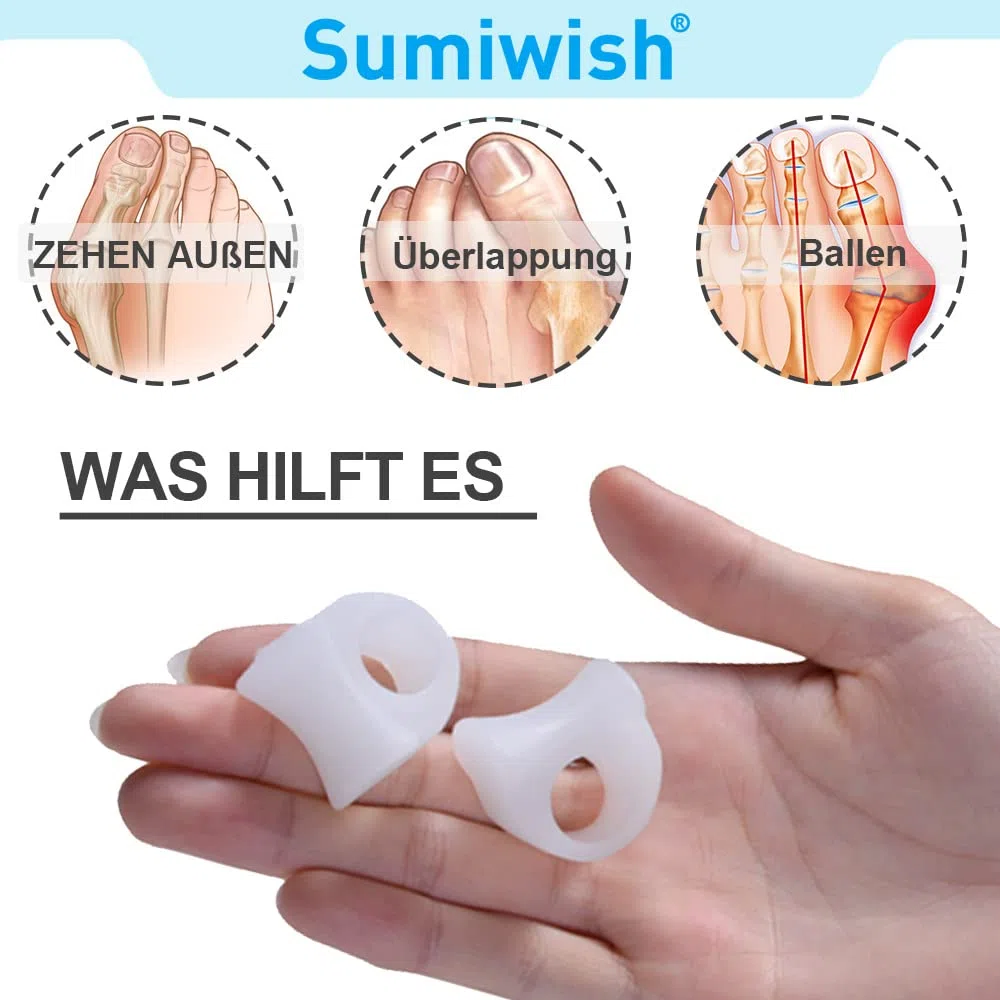 Sumiwish [10x] Separatore Dita Piede, Alluce Valgo Correttore, Gel Separatore Dita per Alluce Valgo, Punta Sovrapposta, Bambino - Trasparente