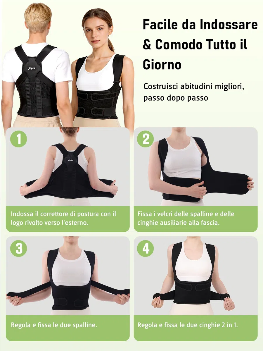 Fascia Posturale Spalle Schiena Uomo: Busto Correttore Posturale Uomo Donna con Elastica Fascia Lombare Supporto Regolabile Traspirante - Dritta Raddrizza Spalle Schiena Migliora Postura - M