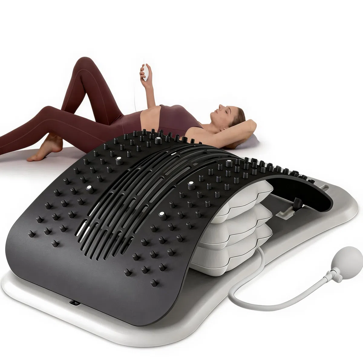 Supporto Lombare per Schiena, Back Stretcher Regolabile con Airbag, Dispositivo per Decompressione Spinale e Stretching Schiena, Supporto Posturale con Massaggio, Ideale per Sollievo Dolore Lombare
