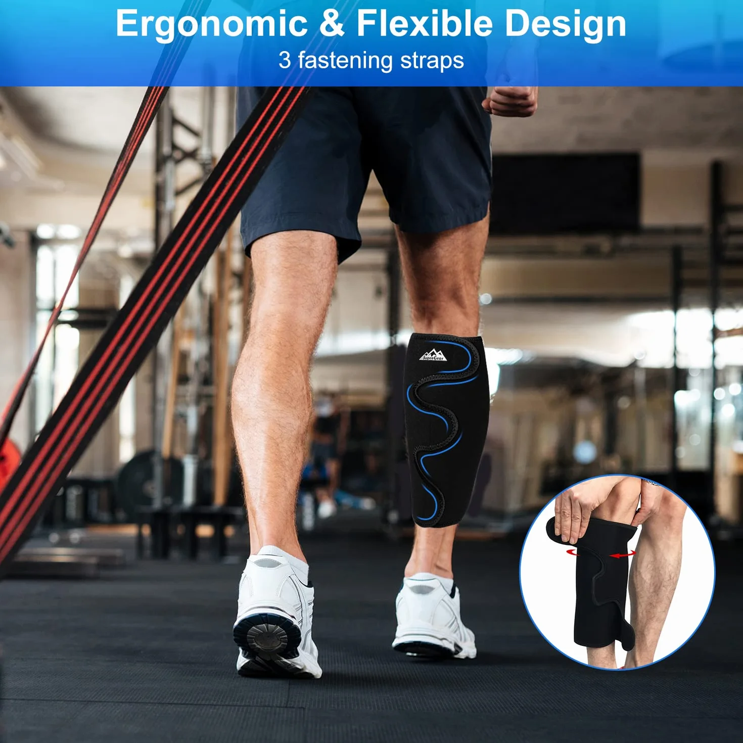 supregear Tutore di Supporto per Polpaccio, 2 Pack Stinco Stecca Compression Uomini Donne Impacco di Vitello Regolabile per Gonfiore Muscolare Allenamento Escursionistico Comodo Supporto per Polpacci