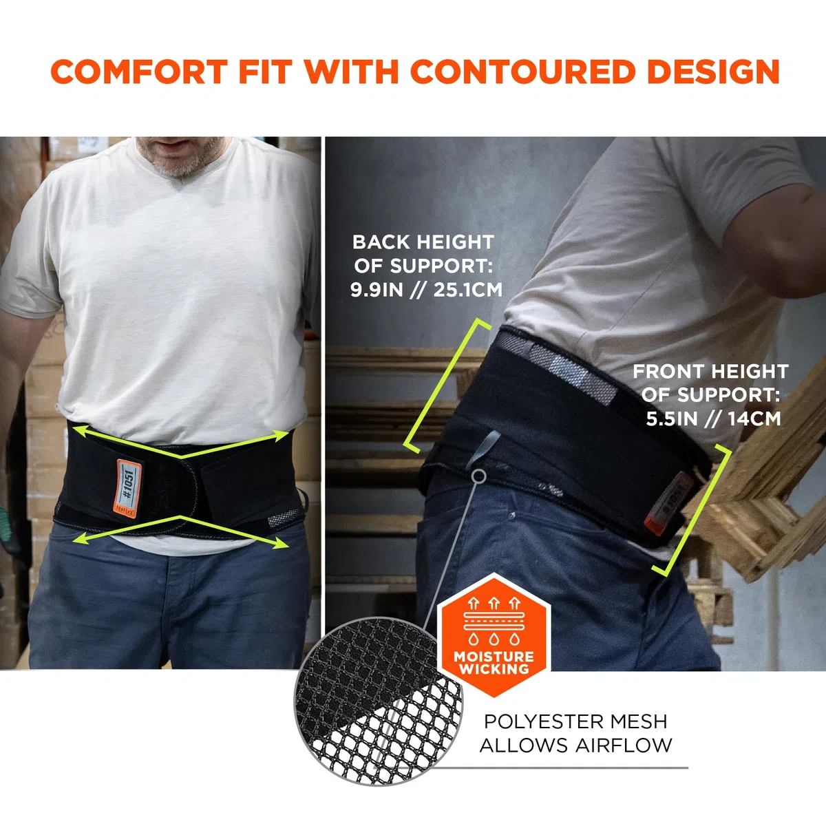 ProFlex Ergodyne 20184 - Cintura contenitiva per la schiena in rete, con cuscinetto lombare
