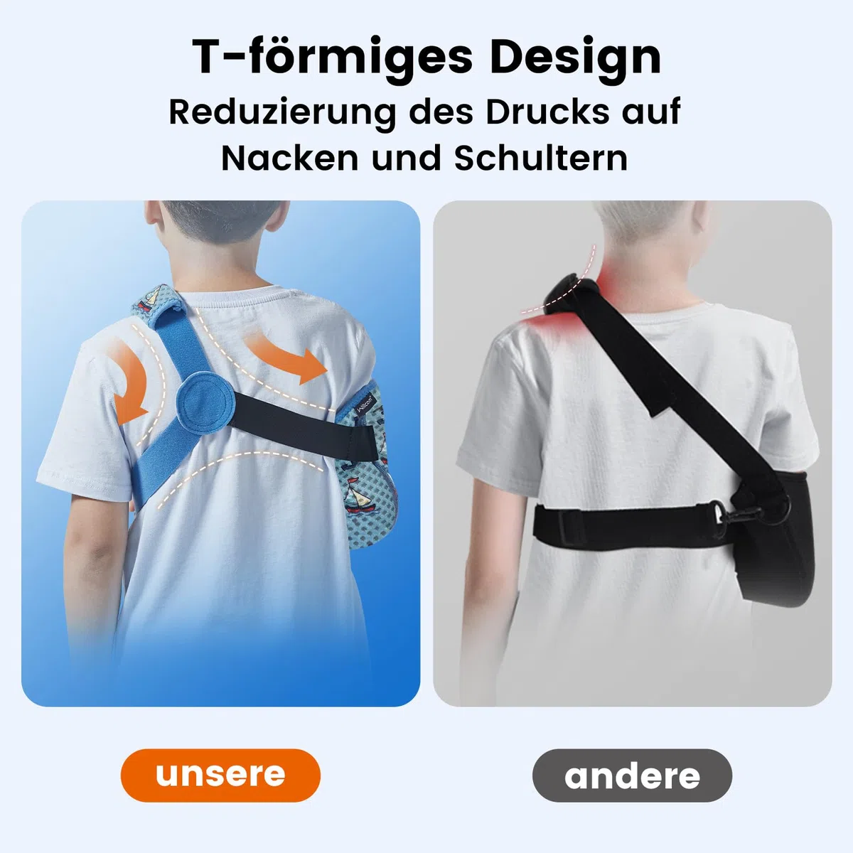 Manicotto per bambini con cintura in vita, cinturino traspirante per braccio, clavicola, gomito, polso (Braccio destro, XS(58-66CM))