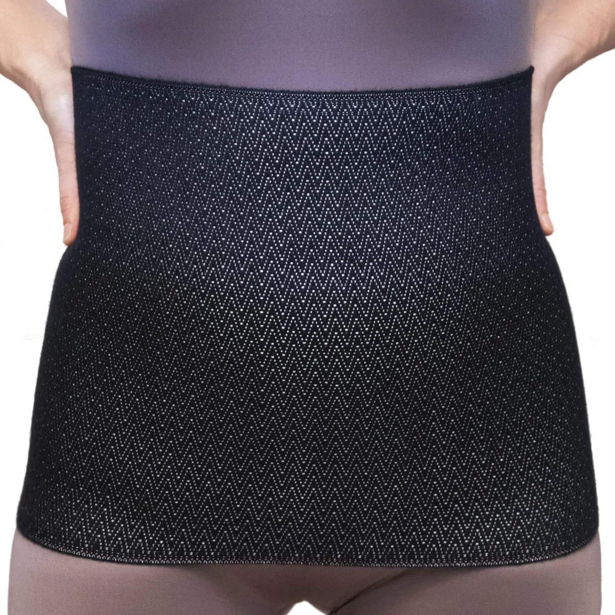 BODYPERFECT Fascia Lana Pancera Elastica Contenitiva Unisex Offre Protezione Addominale e Lombare Lana Termica Made In Italy (L, Nero)