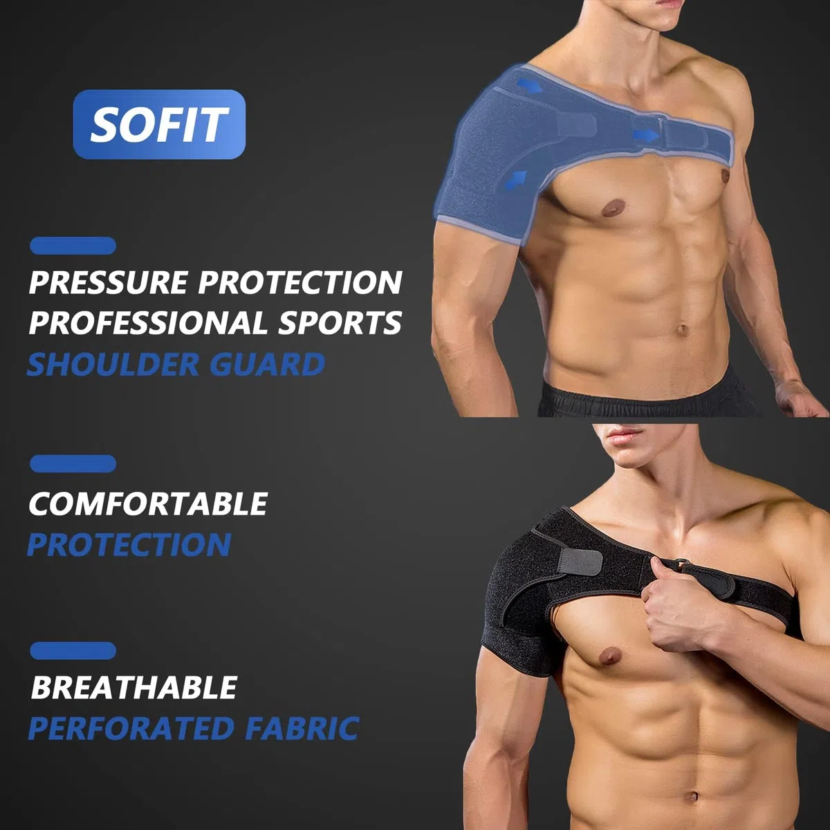 Tutore Spalla, Benda Regolabile Neoprene Wrap Braccio Supporto della Spalla per Protezione Lesioni Dolore Rotator Polsini Elastico Sportivo, per Destra e Sinistra