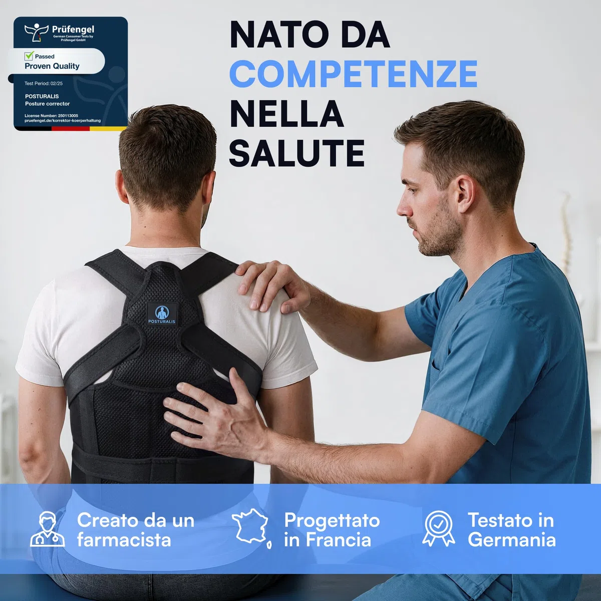 Correttore Posturale Spalle Schiena Uomo Donna - Busto Correttore Posturale e Fascia Posturale Regolabile per Schiena Dritta, con 2 Supporti per le Spalle
