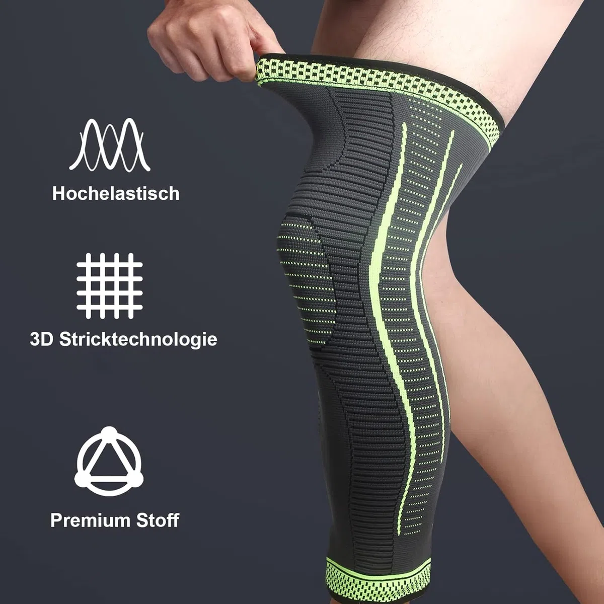 Generico Fascia elastica compressione gamba manica manica lunga gamba sport ciclismo maniche for coscia, ginocchio, polpaccio for uomo donna, bici, basket Manicotto A Compressione Per Polpacci