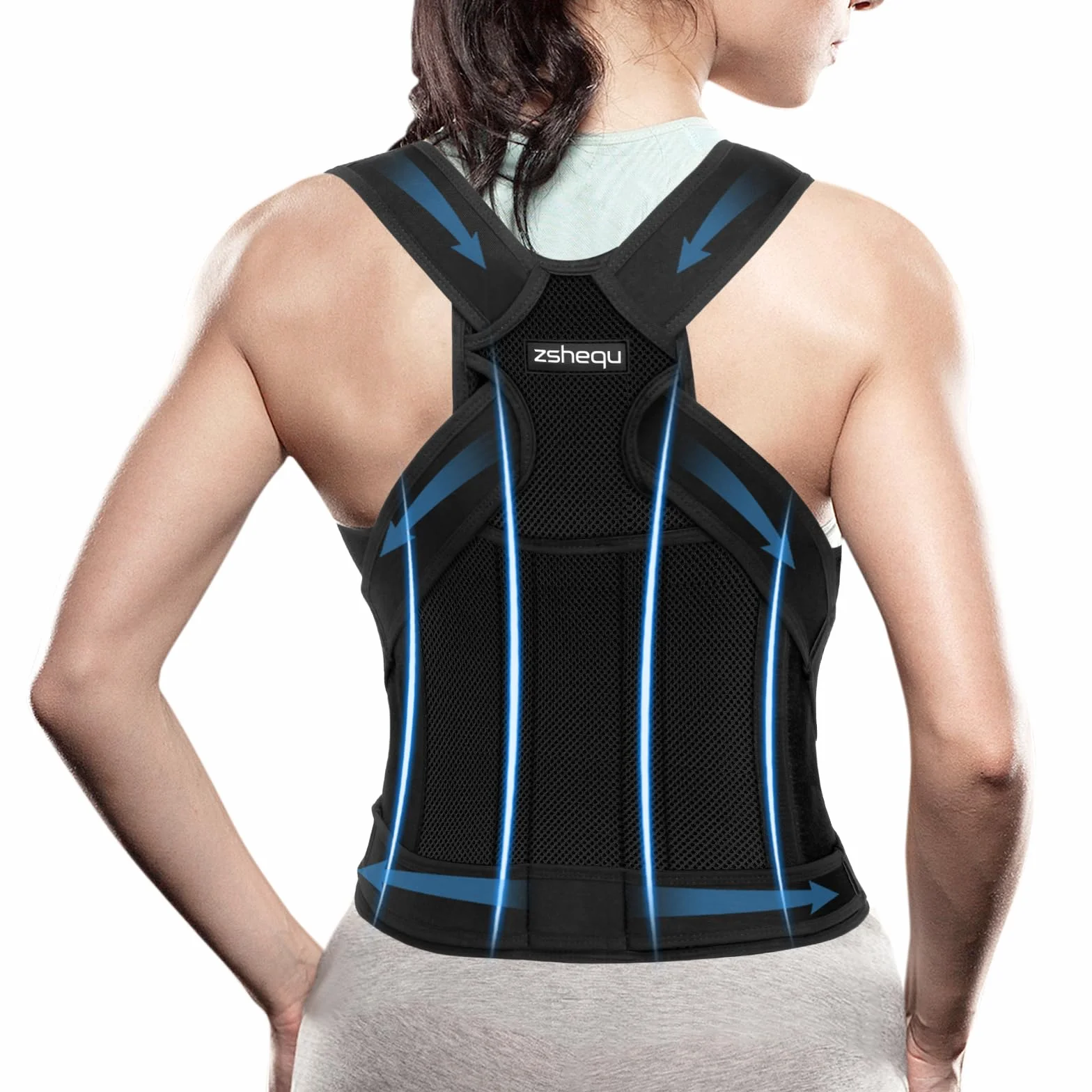 Fascia Correttore Posturale Spalle Schiena: Fascia Lombare Busto Supporto Uomo Donna - Schiena Dritta Cintura Tutore Raddrizza Spalle Lavoro - Elastica Dritte Postura Cervicale Ortopedico Fasce L