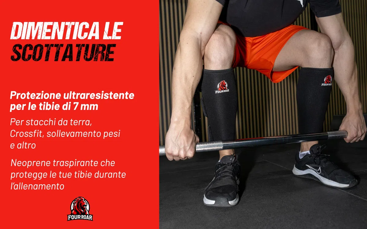 Parastinchi CrossFit in Neoprene da 7 mm | Paratibie Traspiranti Facili da Indossare e Togliere | Protezioni per Stinchi per Stacchi da Terra, Powerlifting