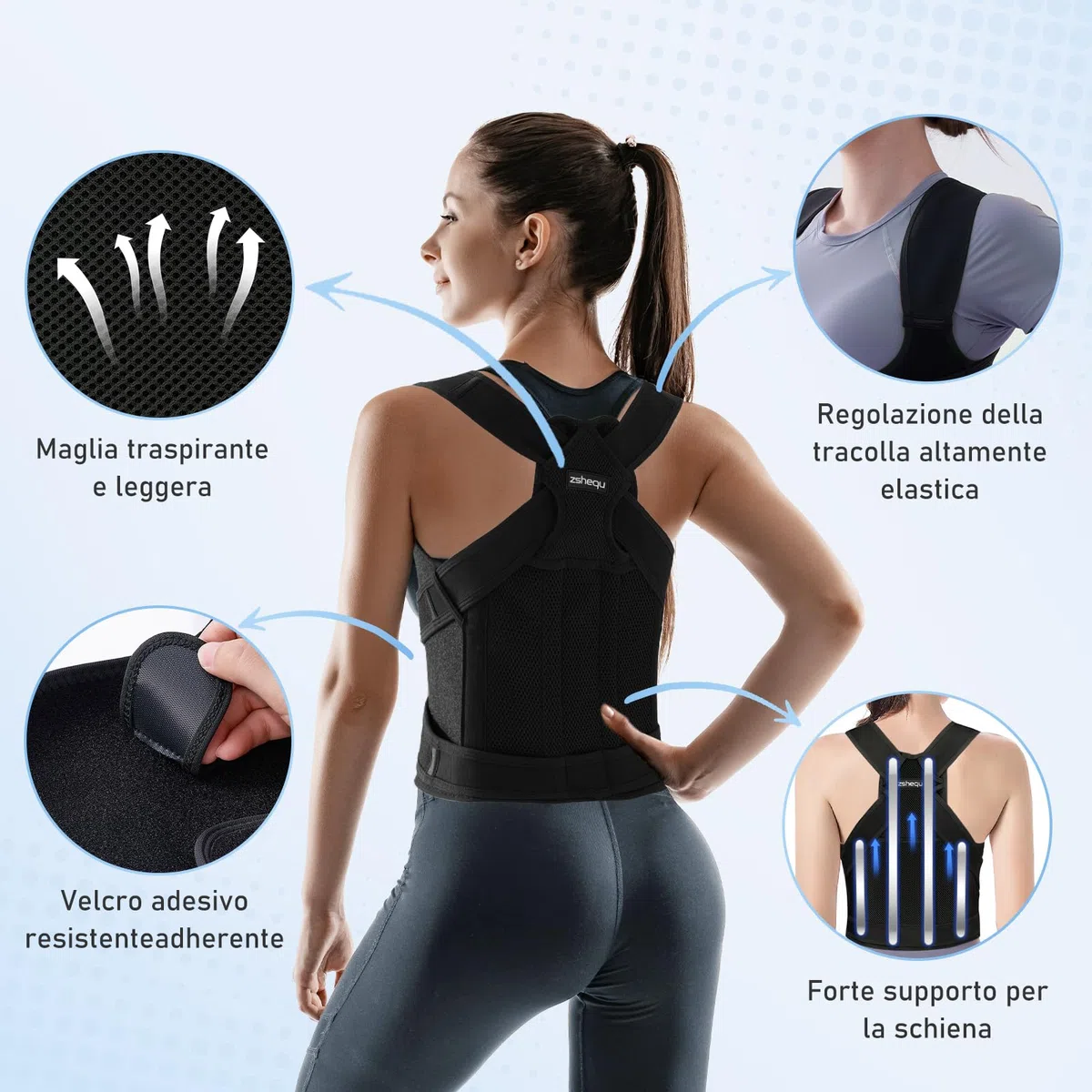 Fascia Correttore Posturale Spalle Schiena: Fascia Lombare Busto Supporto Uomo Donna - Schiena Dritta Cintura Tutore Raddrizza Spalle Lavoro - Elastica Dritte Postura Cervicale Ortopedico Fasce L