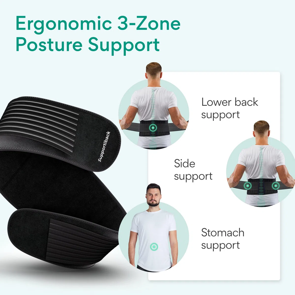 Cintura di supporto per la schiena per uomini e donne, brevettata, doppia fascia regolabile per sciatica/schiena/ernia del disco/scoliosi, sollievo dal dolore, supporto lombare, certificata CertiPUR