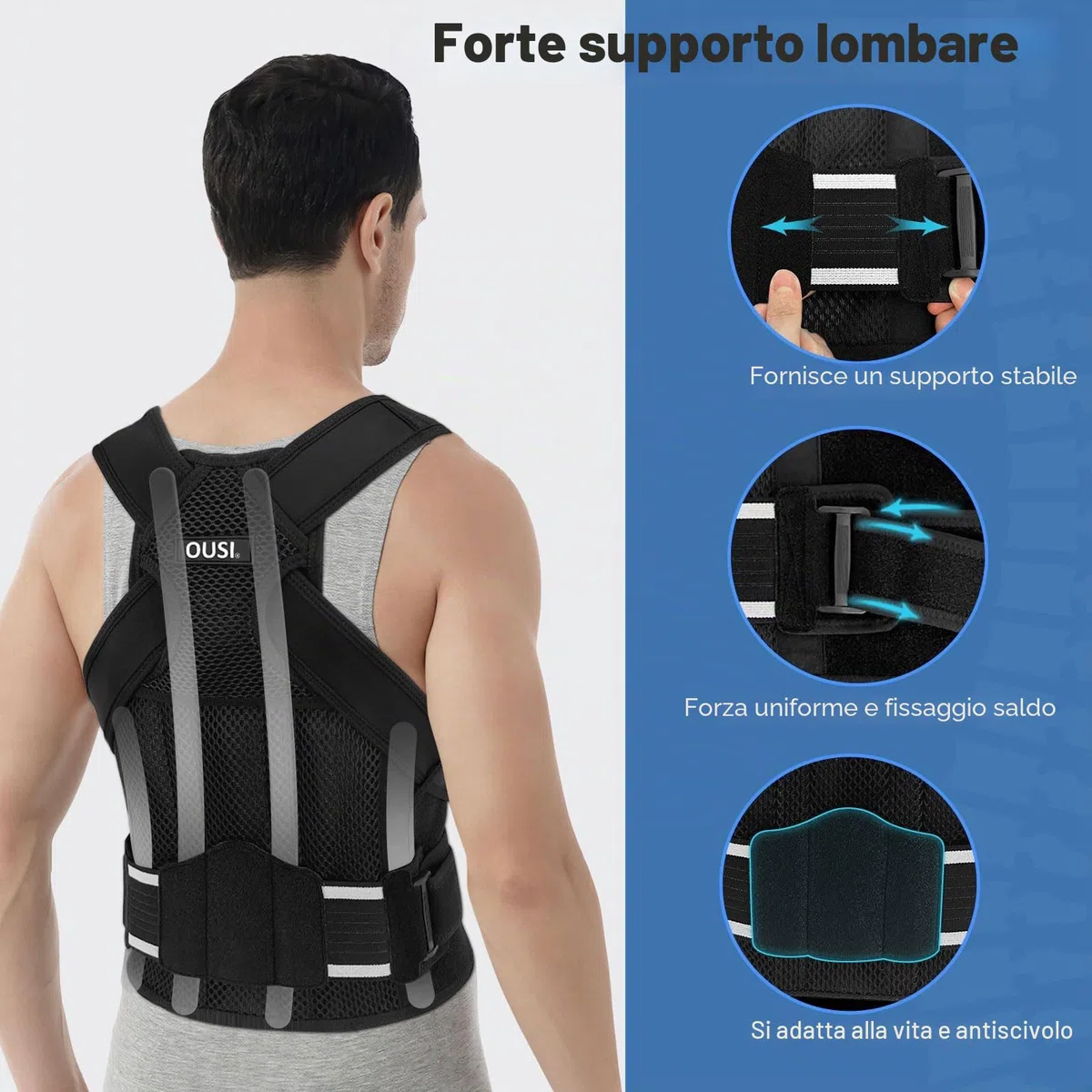 Fascia Posturale Spalle e Schiena Uomo: Lombare Supporto Postura Donna - Busto Correttore Posturale - Schiena Dritta Tutore Raddrizza Spalle - Cintura di Correzione Della Postura Regolabile Nero (M)