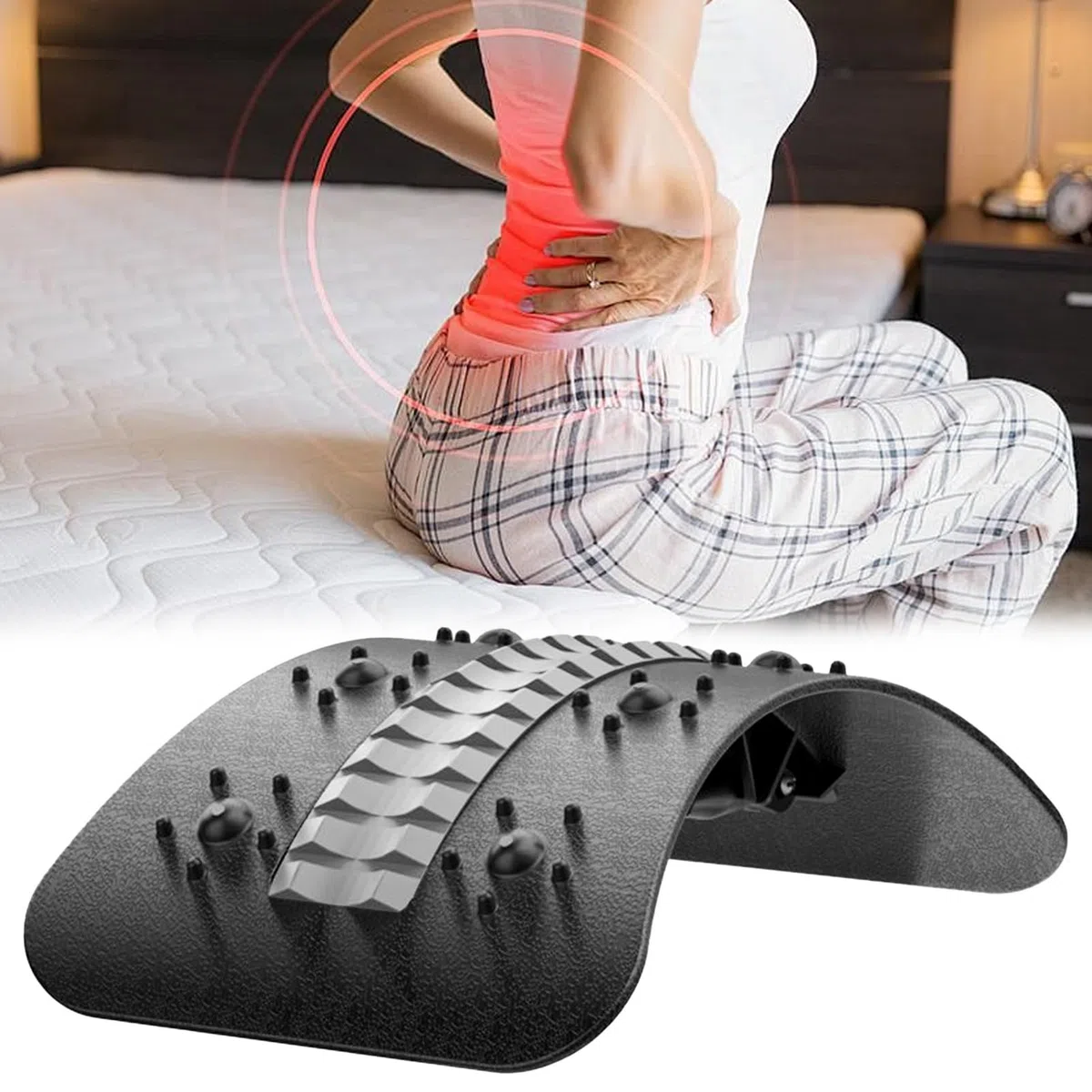 Allungatore Per Schiena, Attrezzo Lombare, Dispositivo di Allungamento Dorsale per Recupero Allenamento Pilates Yoga Casa Letto Auto