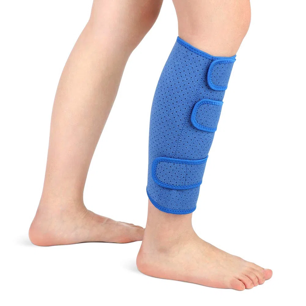 Supporto per Polpaccio Brace, Fascia a Compressione Polpaccio in Neoprene Regolabile Traspirante per Muscoli Strappati, Vitelli Stretti, Dolore Muscolare, Gonfiore, Distorsioni Recupero, Unisex (Blu)
