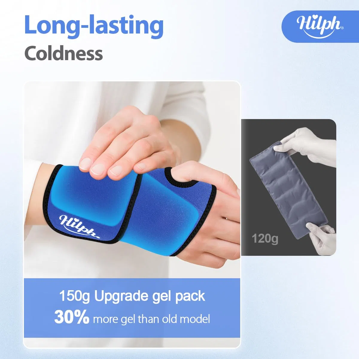 Hilph Impacco Gel Freddo/Caldo per Polso, Tunnel Carpale, Artrosi, Tendinite, Riutilizzabile, Supporto per Recupero Post-Intervento, Uomo & Donna, Blu