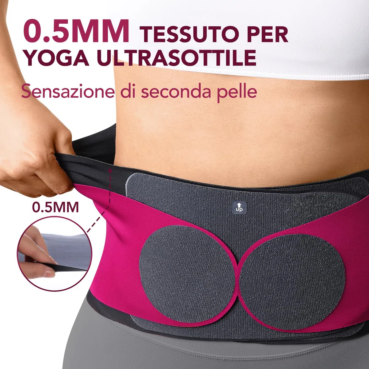 Fitomo Fascia Lombare Supporto Schiena, Tessuto Yoga Monoblocco Ultrasottile da 0,5 mm Senza Cuciture, Cuscinetto Lombare 3D Rimovibile per Supporto Lombare per Uomo e Donna