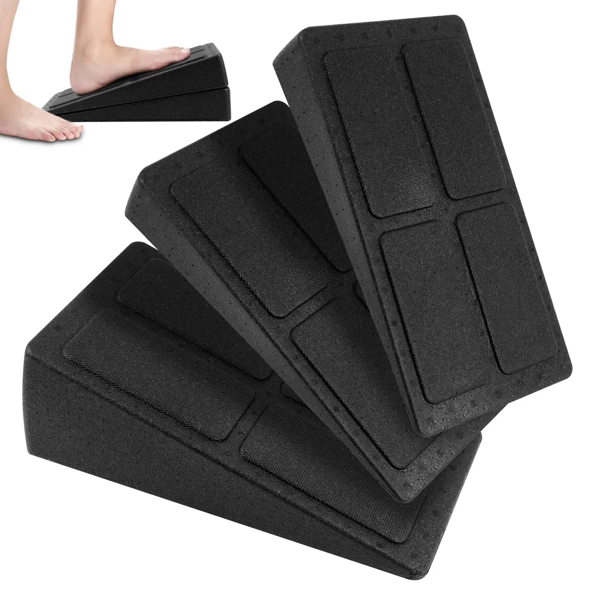 Kit da 3 Pezzi Barelle per Polpaccio, RISVOWO Pedana Fitness Inclinata, Regolabile Slant Board, Stretching Attrezzi per Allungare i Muscoli