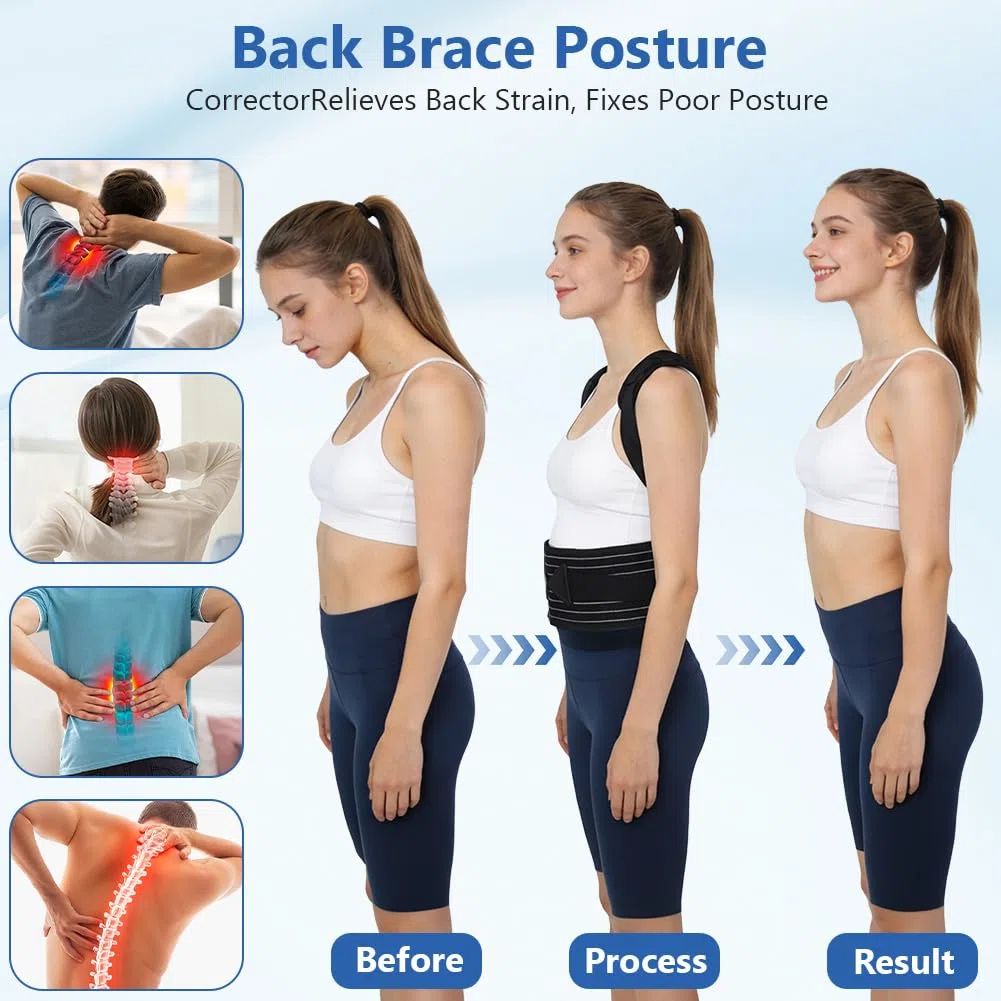 Aolso Fascia Posturale Spalle Schiena Uomo Donna, Tutore Spalla Busto Dritta Elastica Regolabile, Traspirante Correttore Lombare Supporto, Schiena Migliora Postura, Sollievo dal Dolore Alla Cervicale