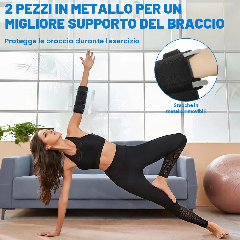 flintronic Tutore per Gomito, Tutore Epicondilite Gomito, con 2 Stecche Metalliche Rimovibili, Tutori Tunnel Cubitale Sindrome, Tutori Gomiti Nervo Ulnare, per Tendinite, Supporto, Slogati, Golf