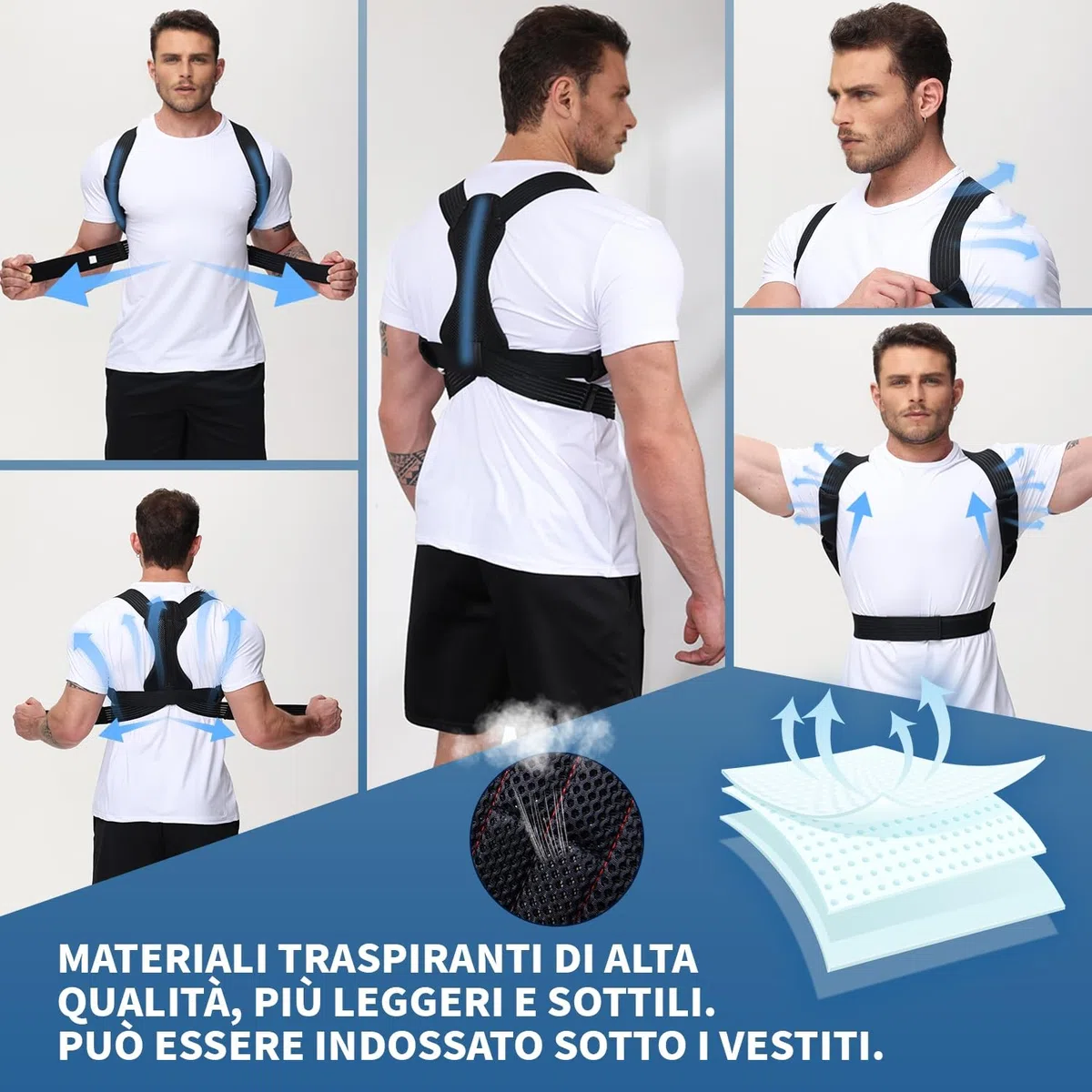 Correttore Postura Uomo Donna, Fascia Posturale Spalle e Schiena Traspirante,Schiena Dritta,Postura Donna,Busto Correttore Posturale,Fascia Posturale,Supporto Lombare,Nero(L)