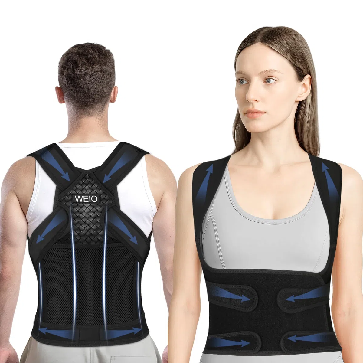 Fascia Correttore Posturale Spalle Schiena: Correttore Posturale Lombare Supporto Donna Uomo- Tutore Spalla Busto Schiena Dritta Elastica Regolabile - Ortopedico Cintura Raddrizza Schiena Collo M