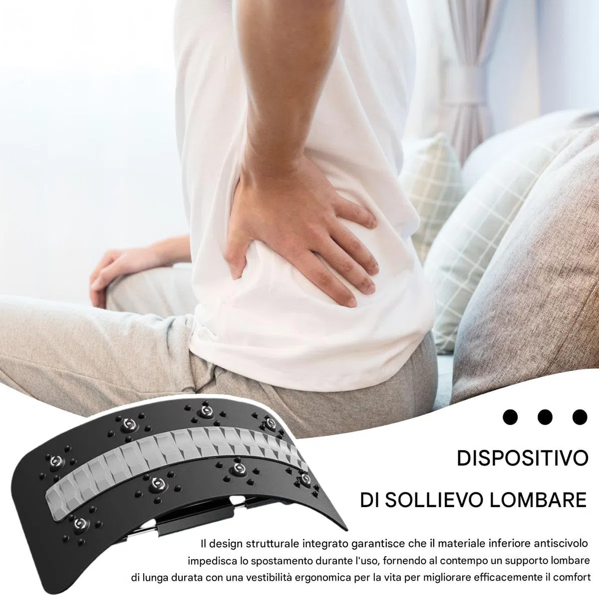 Allungatore Per Schiena, Attrezzo Lombare, Dispositivo di Allungamento Dorsale per Recupero Allenamento Pilates Yoga Casa Letto Auto