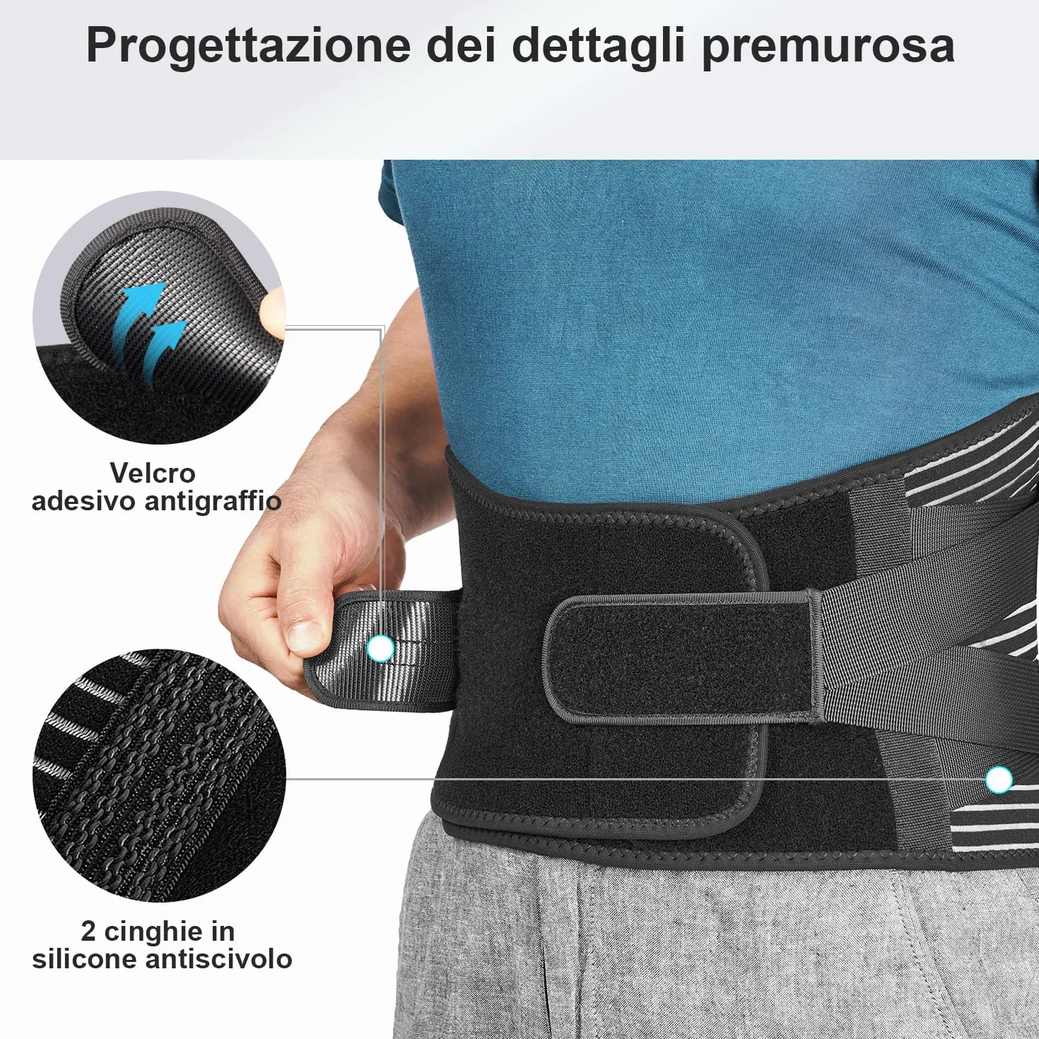 FREETOO Fascia Lombare Posturale, Regolazione della Fascia Schiena per Uomini e Donne, Posturale Cintura Lombare Utilizzare per Sport