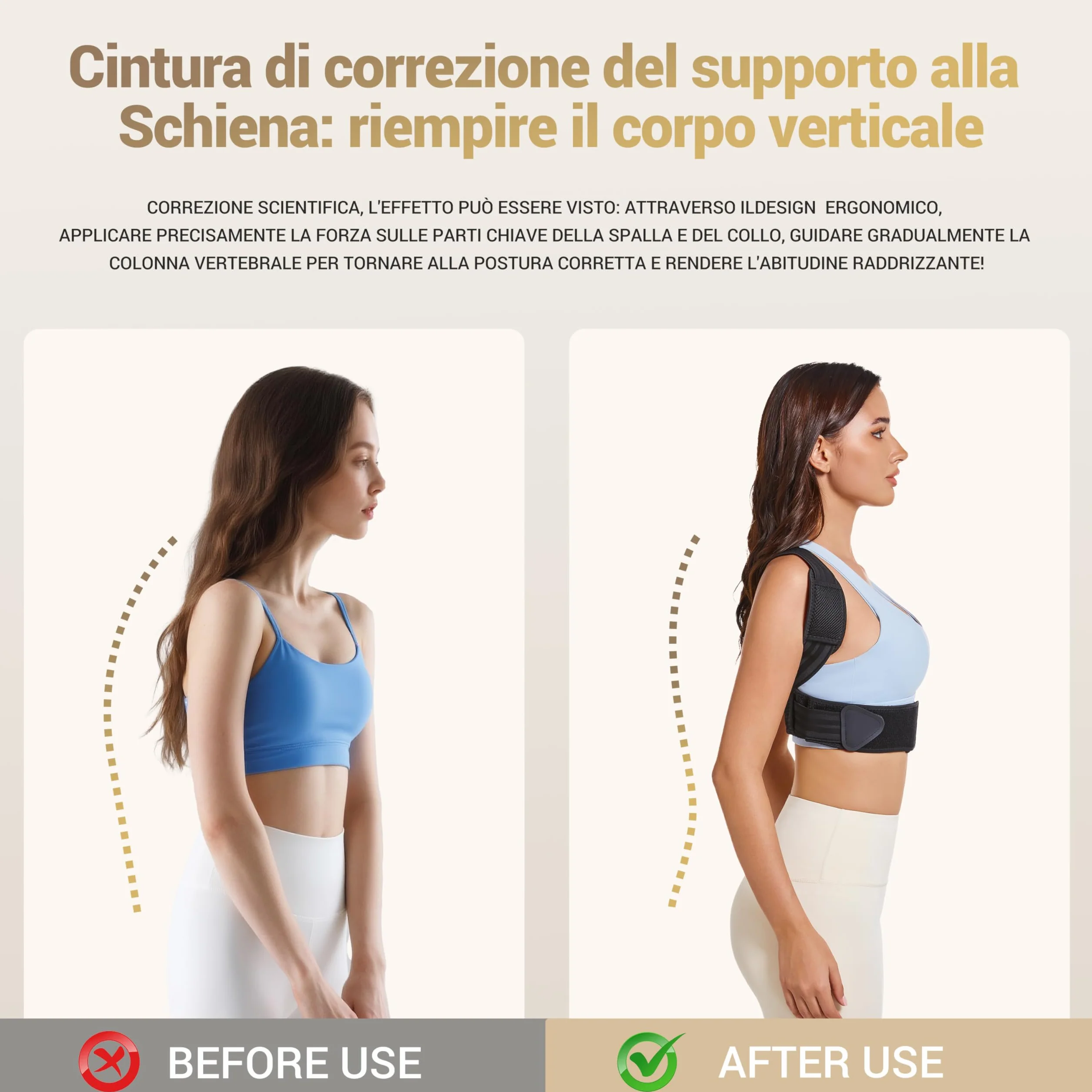posturale per uomini e donne per migliorare la postura e alleviare il dolore Nuovo supporto lombare, supporto per il collo e la schiena
