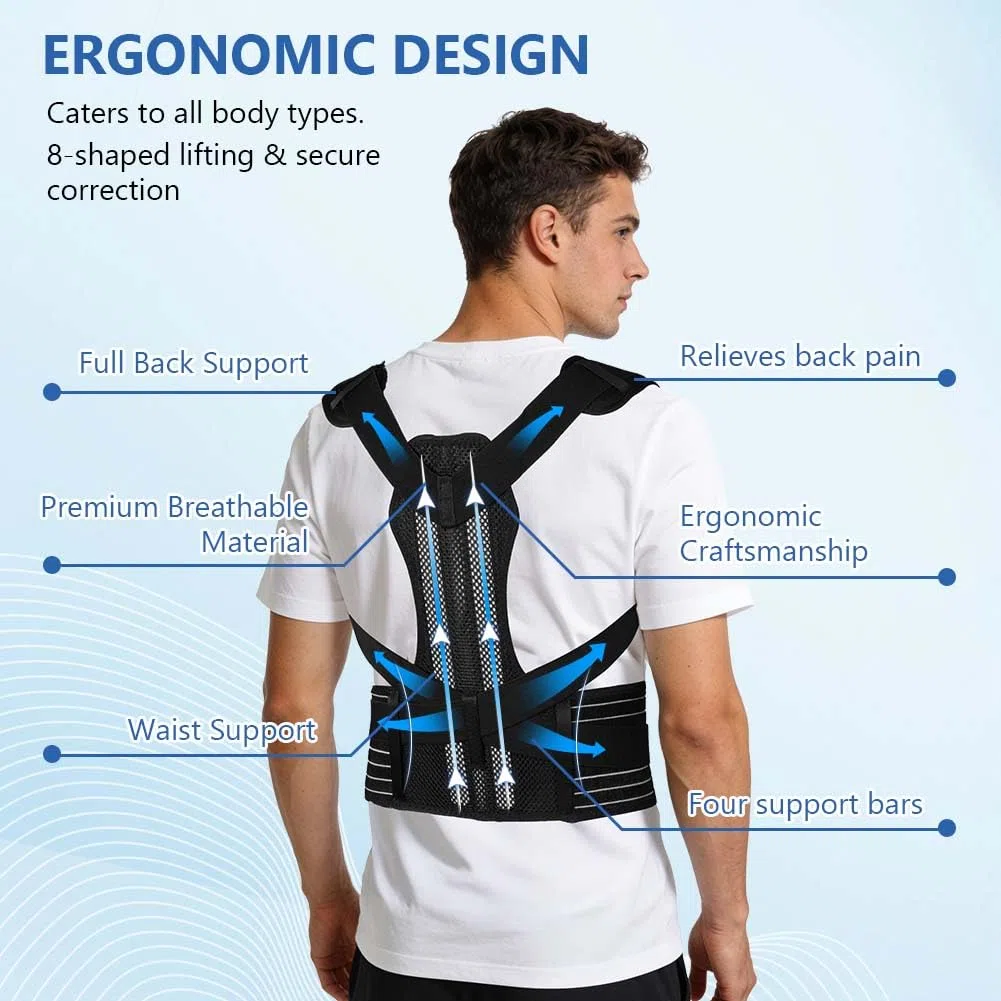 Aolso Fascia Posturale Spalle Schiena Uomo Donna, Tutore Spalla Busto Dritta Elastica Regolabile, Traspirante Correttore Lombare Supporto, Schiena Migliora Postura, Sollievo dal Dolore Alla Cervicale