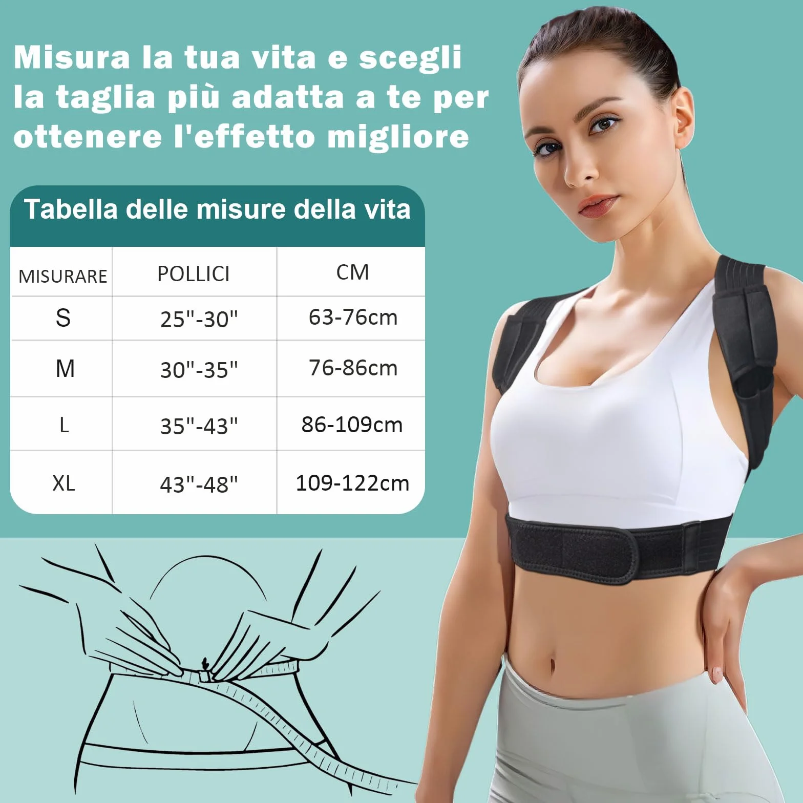 Fascia Correttore Postura Spalle Schiena: Supporto Lombare Uomo Donna - Busto Posturale Dritta Cintura Tutore Elastica - Cervicale Dritte Sostegno Ortopedico Raddrizza Spalla Fasce Collo Posture (M)