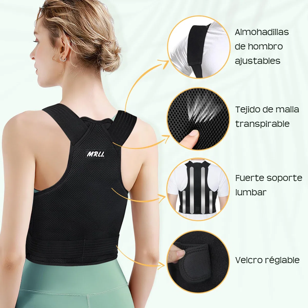 MRLI Fascia Posturale Spalle Schiena Uomo: Lombare Supporto Postura Donna - Busto Schiena Dritta Correttore Postura Tutore - Cintura di Correzione Della Postura Regolabile Nero XL