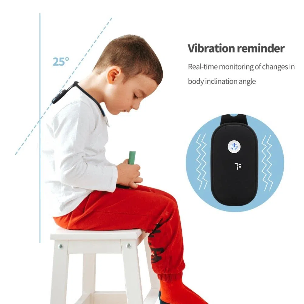 Keenso Dispositivo Correttore Posturale, Correttore Posturale Gobbo, Promemoria Postura, Promemoria Vibrazione per Bambini Adulti (Black)