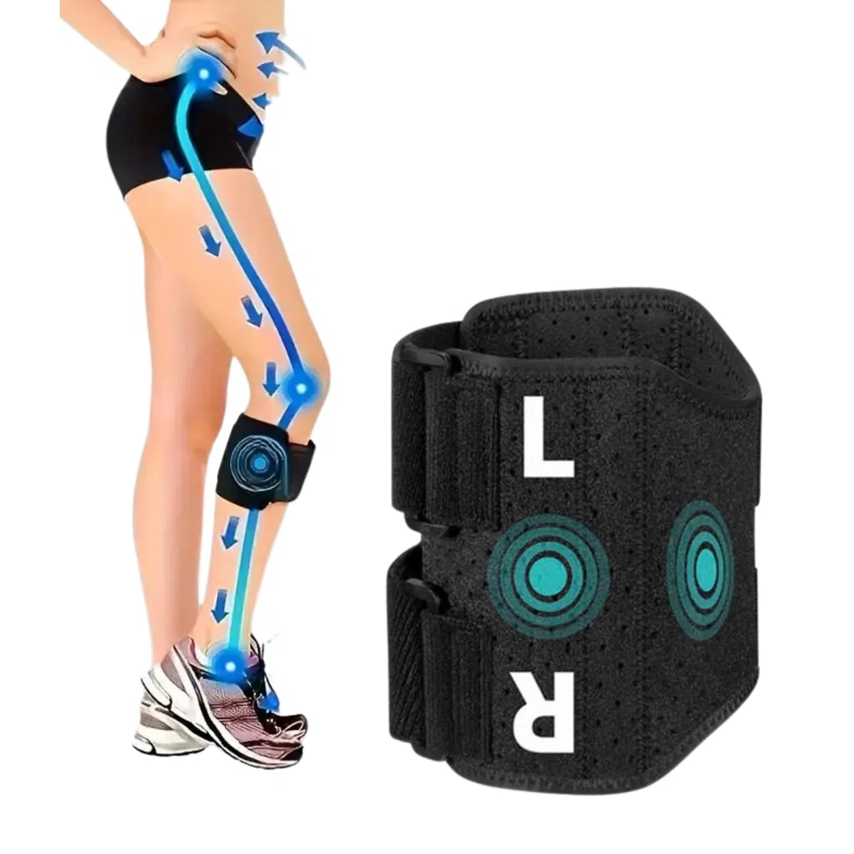 Ginocchiera per agopressione contro sciatica e mal di schiena, per alleviare il dolore del nervo sciatico, lombare e fianchi, compressione per alleviare la sciatica, fascia per polpaccio