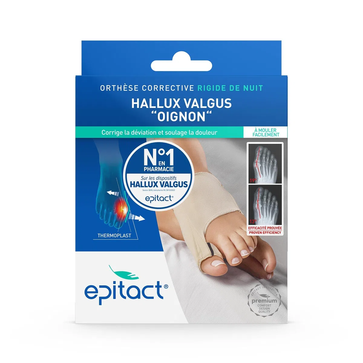 Epitact | Ortesi Alluce Valgo Notte | Alluce Valgo, Cipolla | Corregge la Deformazione, Limita la Sua Evoluzione | Allevia il Dolore articolare | Termoformabile, Comfort Ottimale (M)