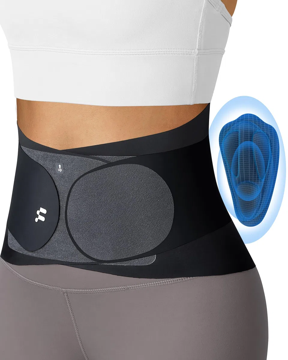 Fitomo Fascia Lombare Supporto Schiena con Cuscinetto 3D e 6 Stecche, Tessuto Ultra Fine da 0,5 mm, Senza Cuciture in un Unico Pezzo, Fascia Elastica Lombare Donna Uomo per Lavoro, Sciatica, Postura