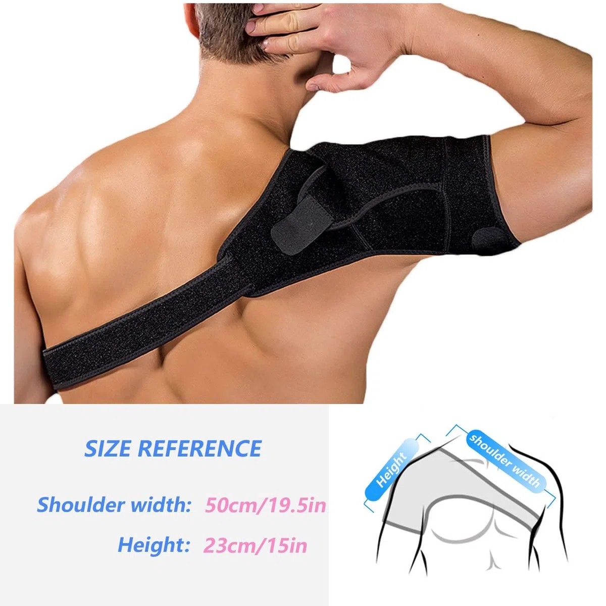 Tutore Spalla, Benda Regolabile Neoprene Wrap Braccio Supporto della Spalla per Protezione Lesioni Dolore Rotator Polsini Elastico Sportivo, per Destra e Sinistra