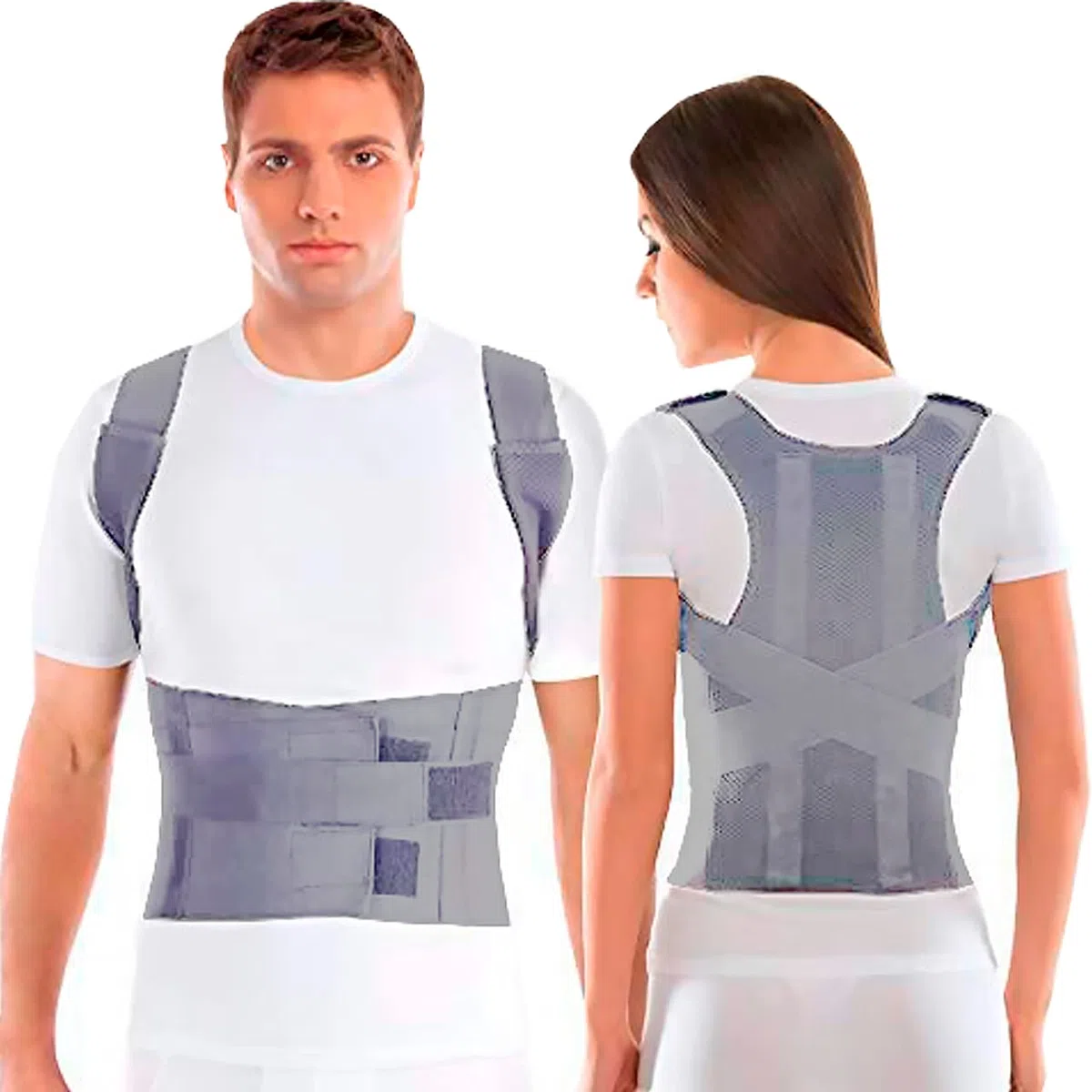 TOROS-GROUP Comfort postura correttore e cintura di mantenimento della schiena / 100%-fodera in cotone - Medium, vita/belly 81-90 cm grigio