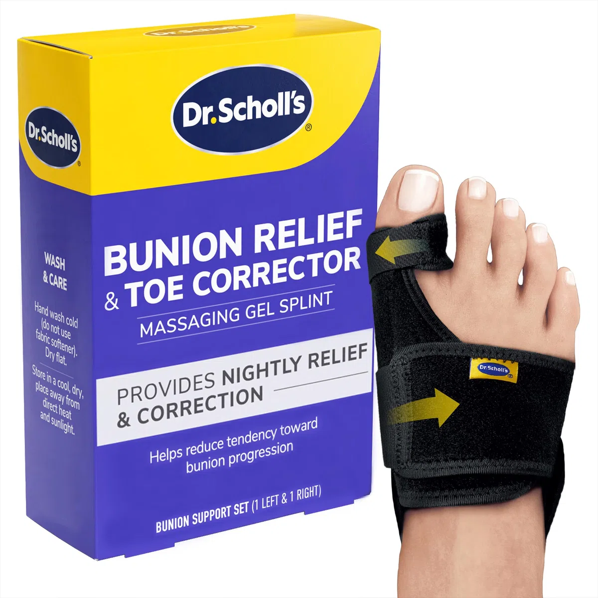Dr. Scholl's Bunion Relief & Toe Corrector, 1 support set (1 left, 1 right)