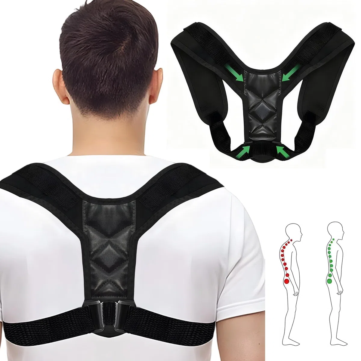 Correttore Postura Uomo Donna,Correttore Regolabile, Fascia Posturale Spalle,Supporto Schiena Per Uomo e Donna, Raddrizza Spallea Dritta,Tieni La Schiena Dritta