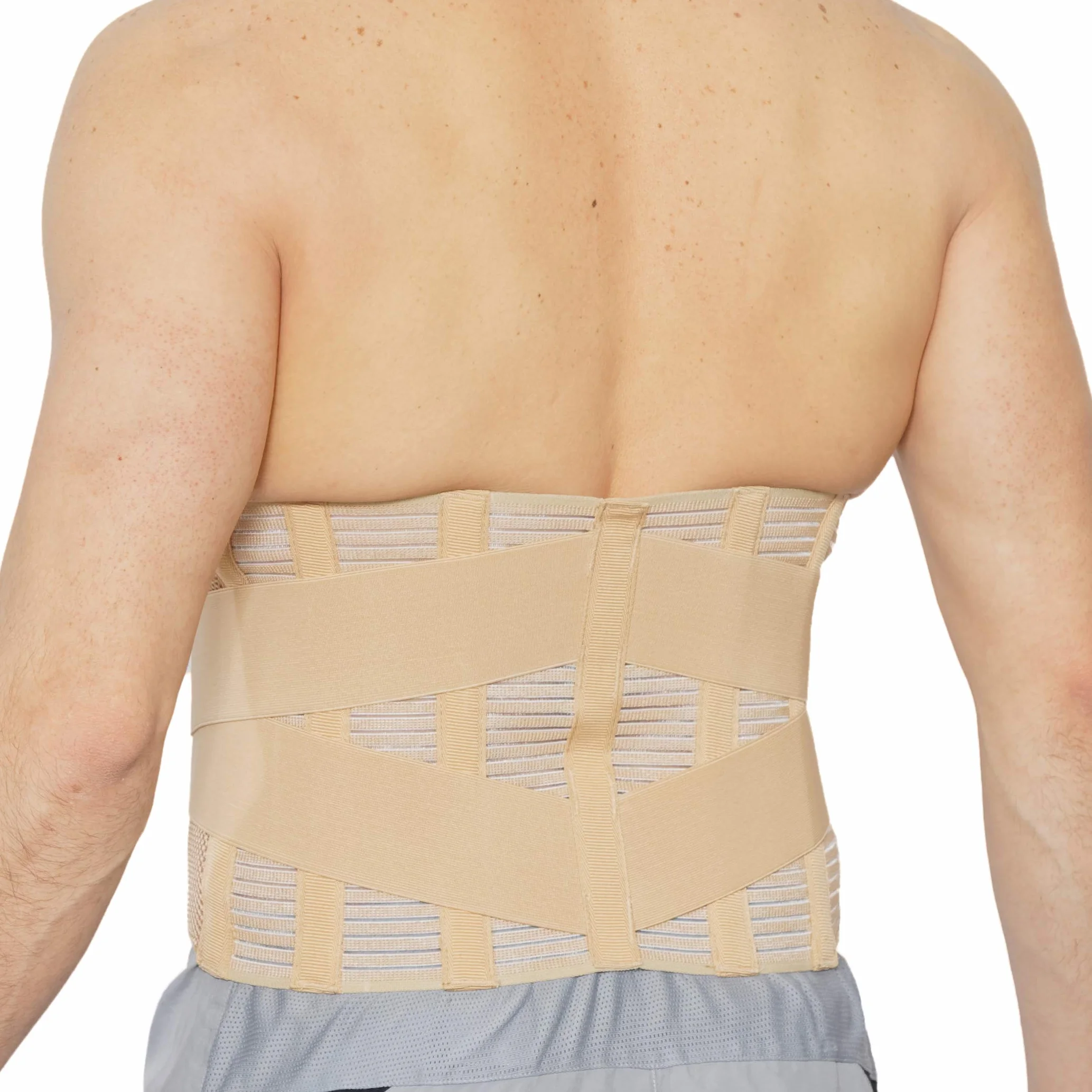 NEOtech Care - Fascia lombare per la schiena - compressione regolabile - traspirante - per postura, sollevamento pesi (beige, M)