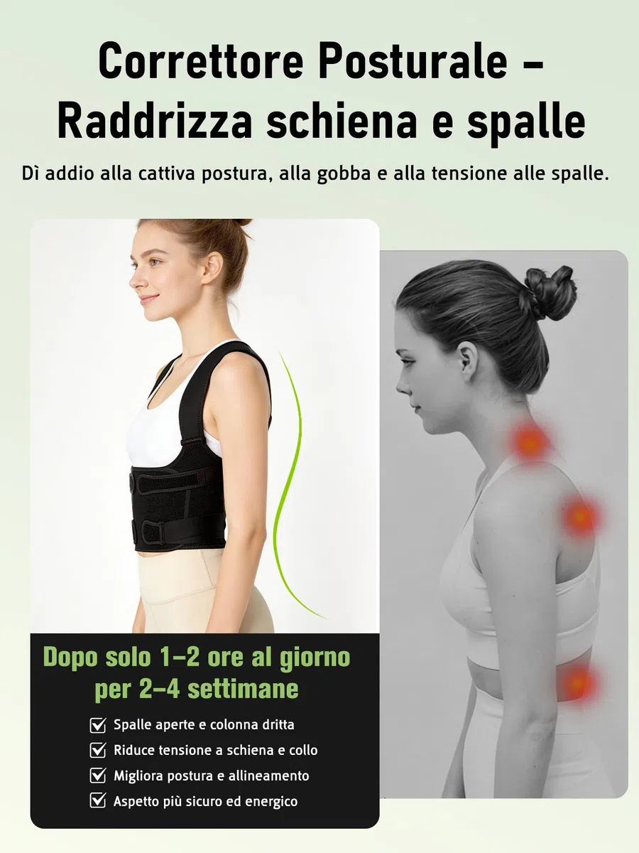 Fascia Posturale Spalle Schiena Uomo: Busto Correttore Posturale Uomo Donna con Elastica Fascia Lombare Supporto Regolabile Traspirante - Dritta Raddrizza Spalle Schiena Migliora Postura - M